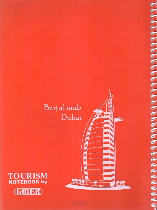 دفتر 50 برگ سیمی جلد طلقی نارنجی لیدر طرح برج العرب دبی