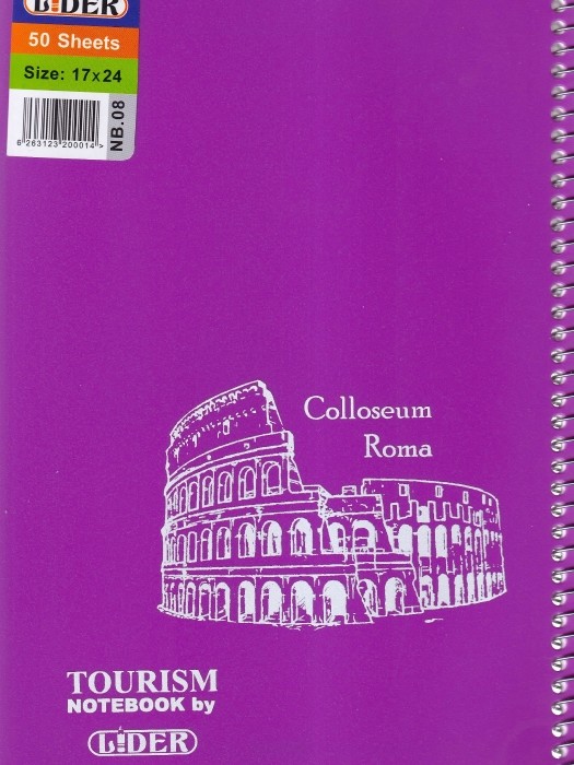 دفتر 50 برگ سیمی جلد طلقی بنفش لیدر طرح کلوزئوم