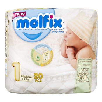 پوشک baby diaper سایز 1 مولفیکس 20 عددی 