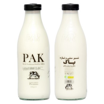 شیر بطری شیشه ای پاک 946 سی سی پرچرب 