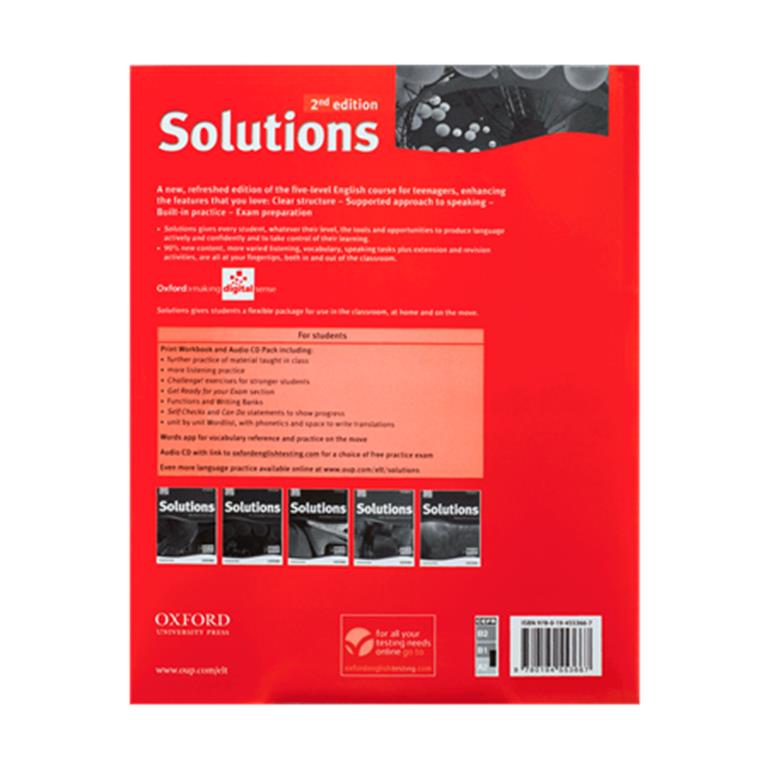تصویر  Solutions Pre - Intermediate 2nd SB + WB + DVD